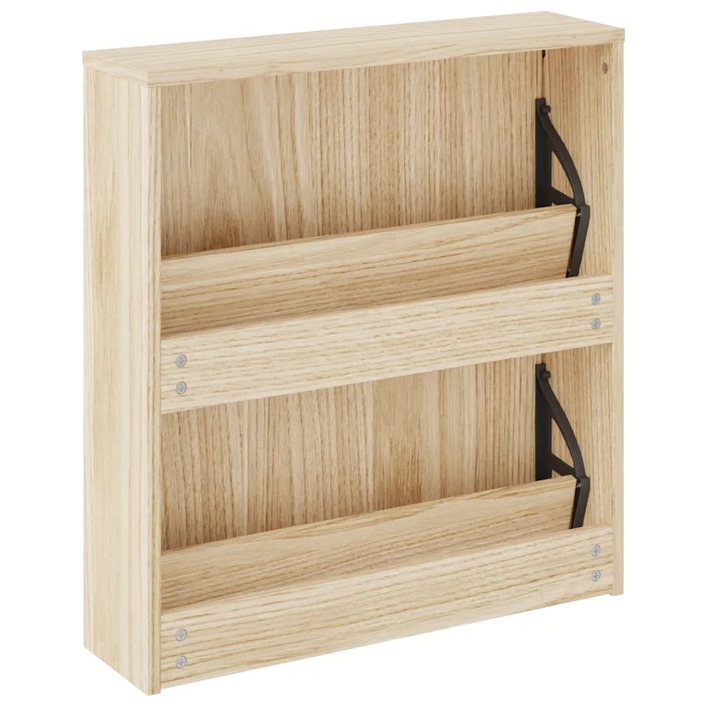 Scarpiera con 2 Ripiani e Specchio Colore Rovere 63x17x67 cm 243045
