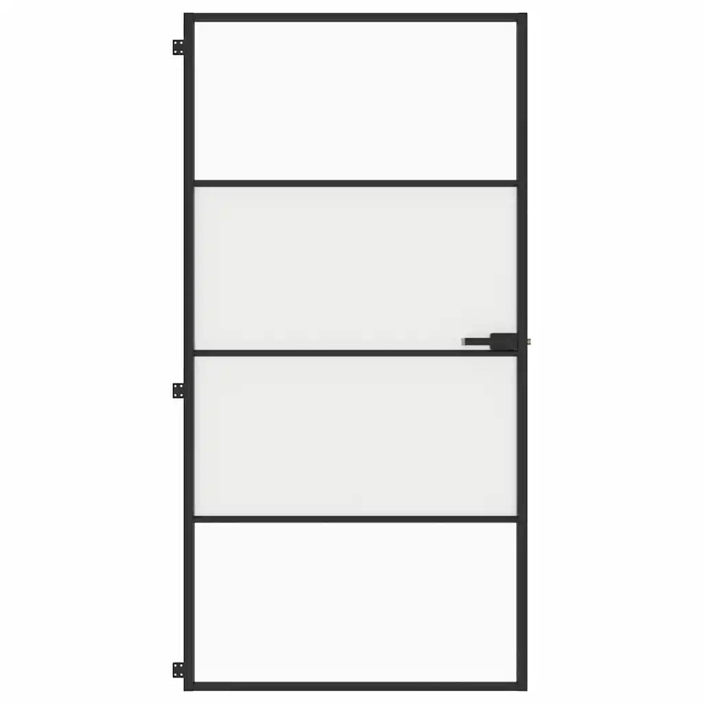 Porta Interni Sottile Nera 102,5x201,5Vetro Temperato Alluminiocod mxl 83802