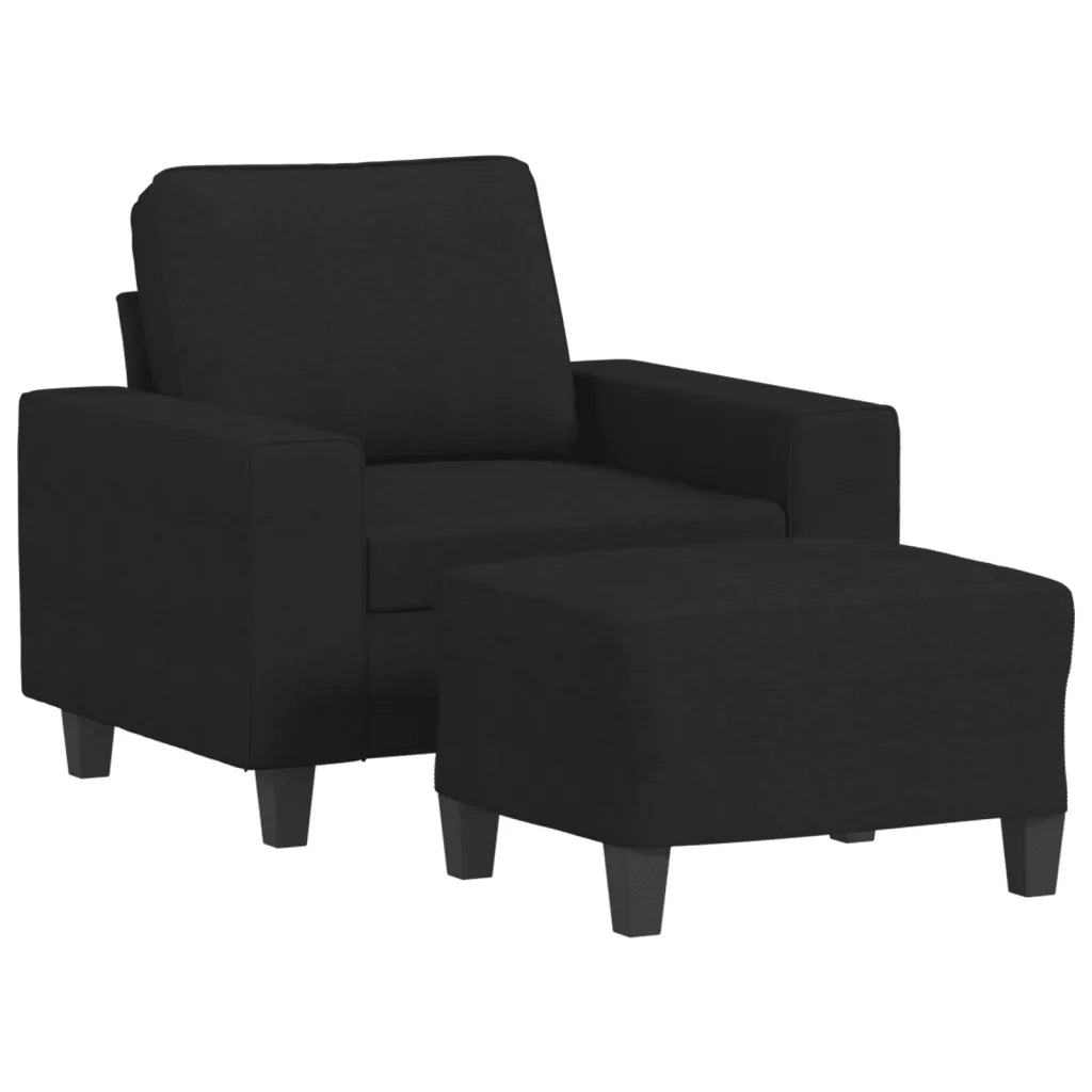 Poltrona con Poggiapiedi Nero 60 cm in Tessuto 3201147