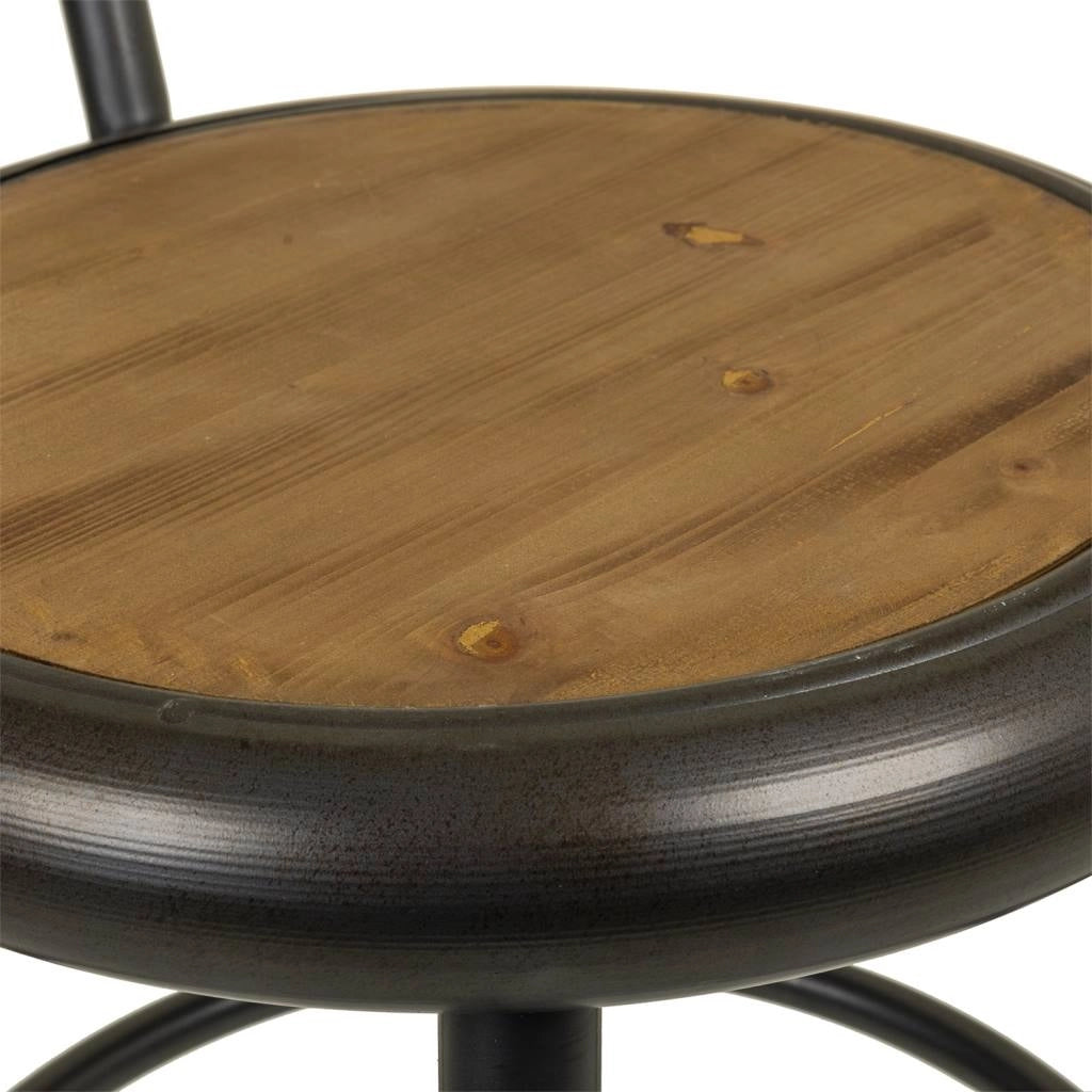 Sgabello in metallo e legno marrone 42x54x92h