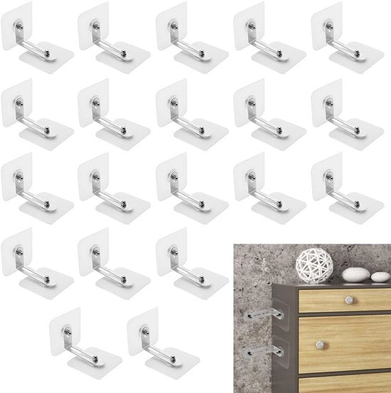 Accessori di fissaggio per mobili - 20 pezzi - Protezione contro il ribaltamento - Viti di fissaggio adattabili - Materiali resistenti plastica/metallo - Dimensioni 6x6 cm - Fissaggi per mobili