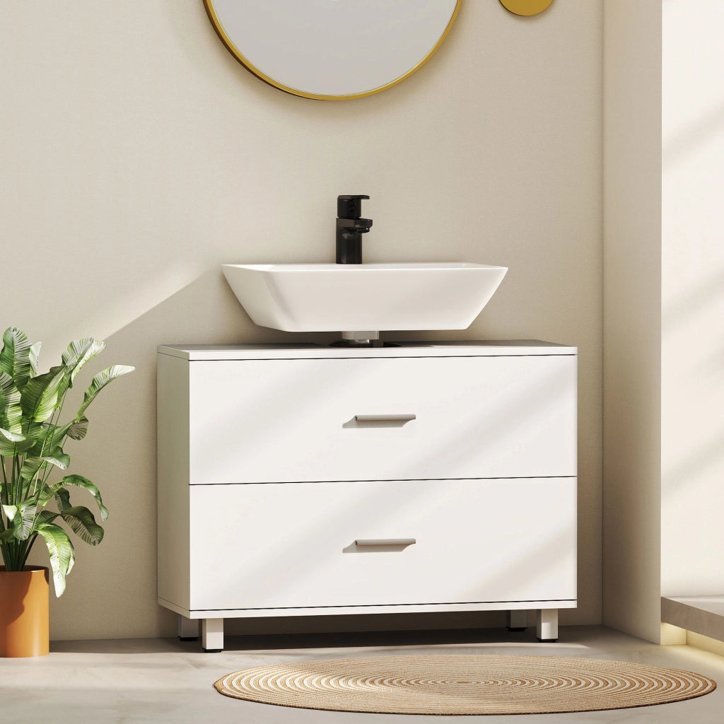 Mobile sottolavabo con 2 cassetti ¨C Xylo ¨C Bianco 80x30x60 cm