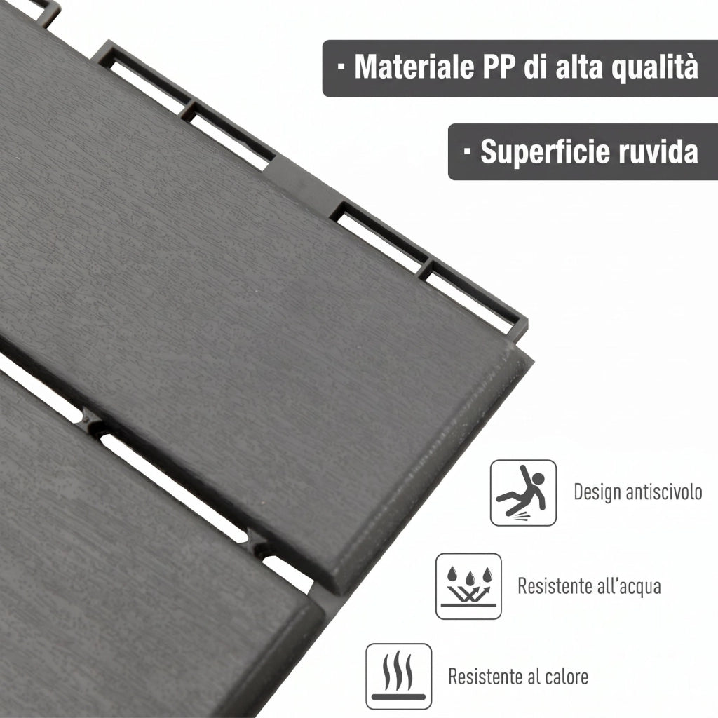 Piastrelle per Pavimenti in PP ¨C Minimal ¨C Nero, 30x30x2cm, Antiscivolo