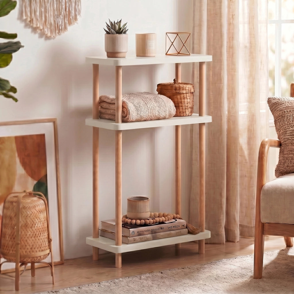 Scaffale da Terra Multiuso Nampernu a 3 Piani 62 x 40 x 18 cm - Bianco [en.casa]