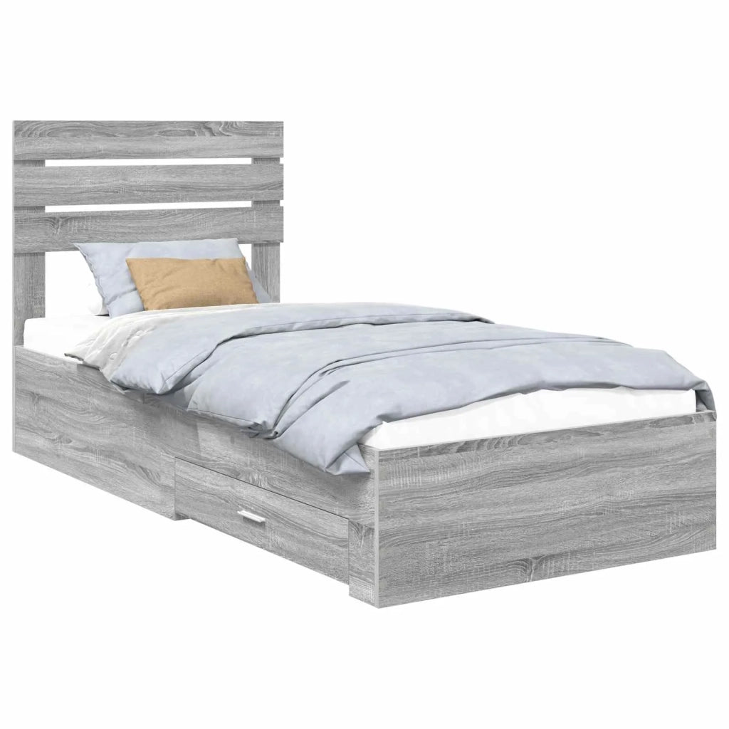 Struttura del letto-Giroletto Grigio Sonoma e Argento 75 x 190 cm 915522