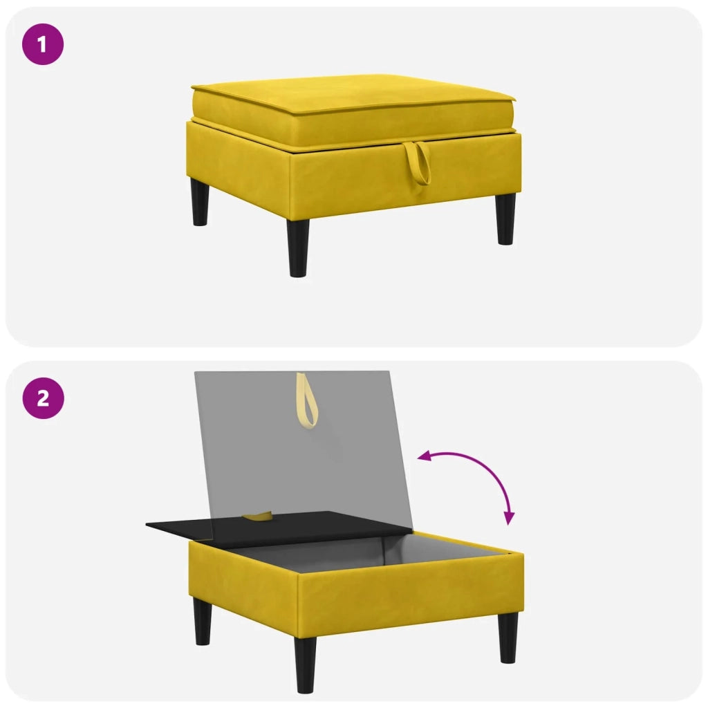 Pouf con Storage Giallo Velluto 42027139