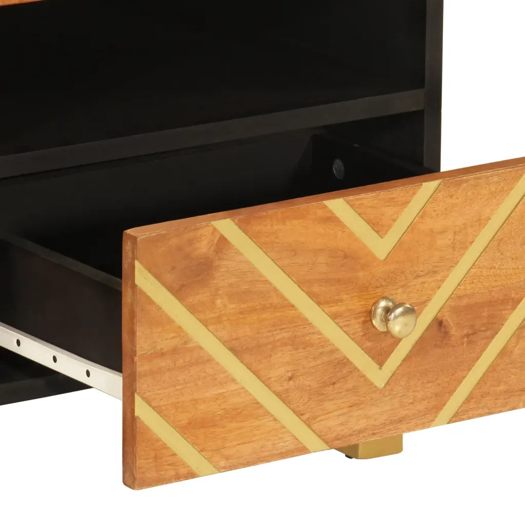 Tavolino da Salotto-Tavolino da soggiorno-Tavolo Marrone e Nero 80x54x40 cm Legno di Mango