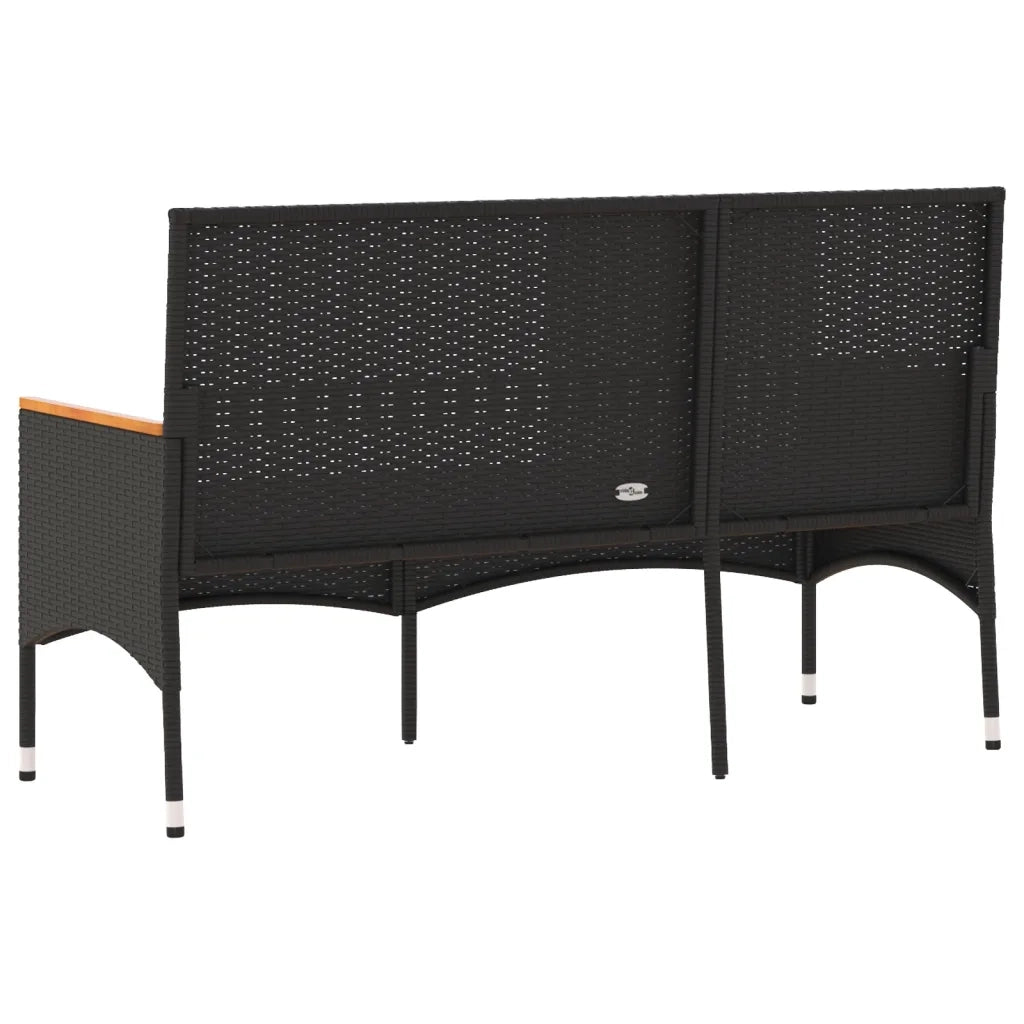 Panca da Giardino a 3 Posti con Cuscini Nera in Polyrattan 365441
