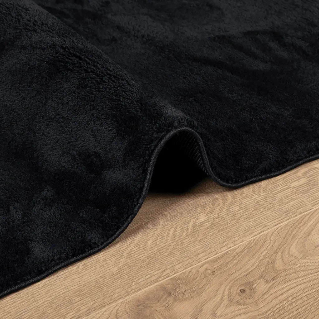 Tappeto del soggiorno | Tappeto OVIEDO a Pelo Corto Nero 200x200 cm