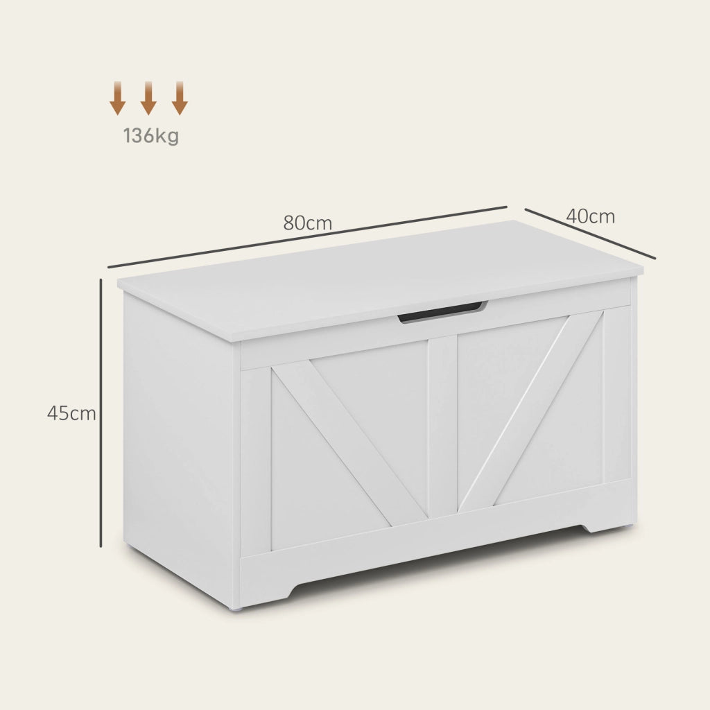 Baule Contenitore per Camera da Letto con Coperchio ¨C Minimal ¨C 80x40x45 cm Bianco