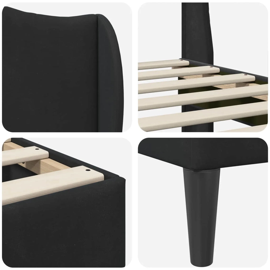 Struttura del letto con testiera-Giroletto Nero 90 x 200 cm Velluto 665730