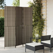 Divisorio per Ambienti a 3 Pannelli Grigio in Polyrattan 365342