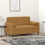 Divano a 2 Posti con Cuscini-Sofa 2 Posti con Cuscini Marrone 120 cm in Velluto 582749