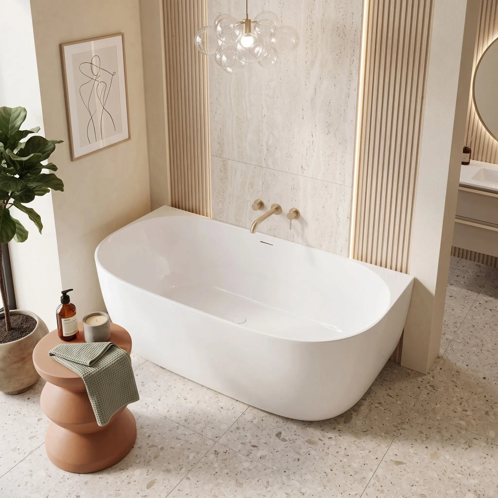 Vasca Bagno A Parete Rea Eris 170cm Copritappo bianco