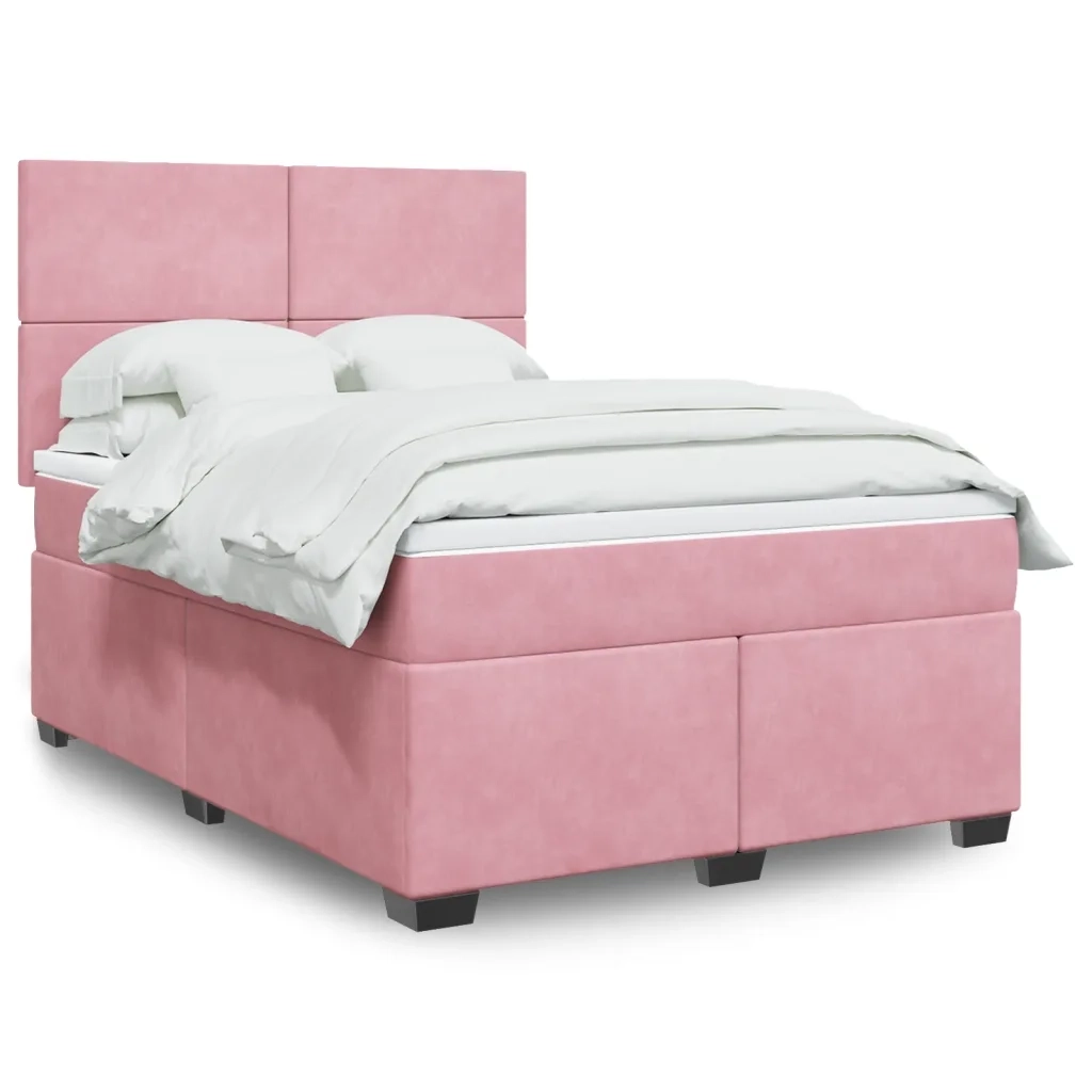 Giroletto a Molle con Materasso Rosa 140x200 cm in Velluto 3290929