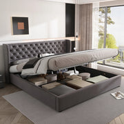 Letto imbottito 160x200 - Xylo - Grigio con sistema idraulico