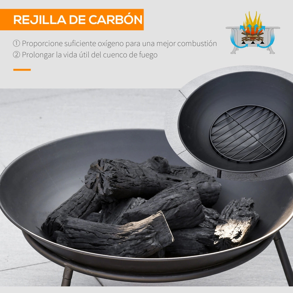 Braciere da Esterno con Coperchio e Attizzatoio ¨C Minimal ¨C ?47x33 cm Nero