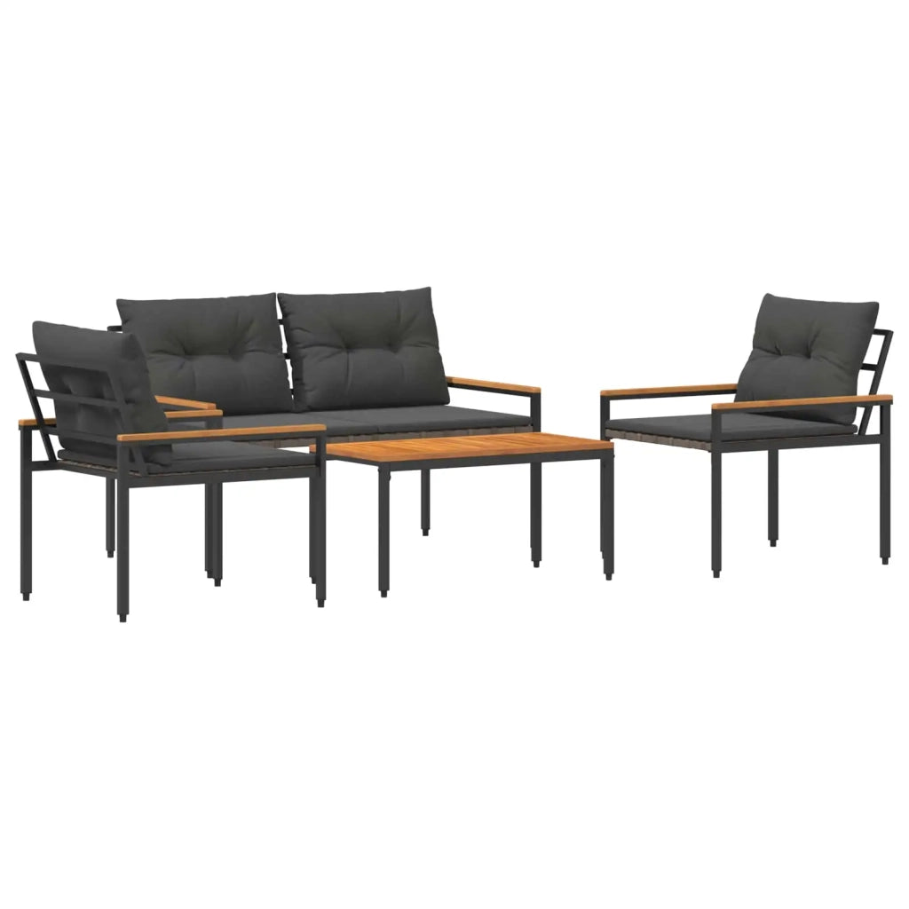Set Mobili da Esterno 4 pcs Grigio Scuro polyrattan 42025358