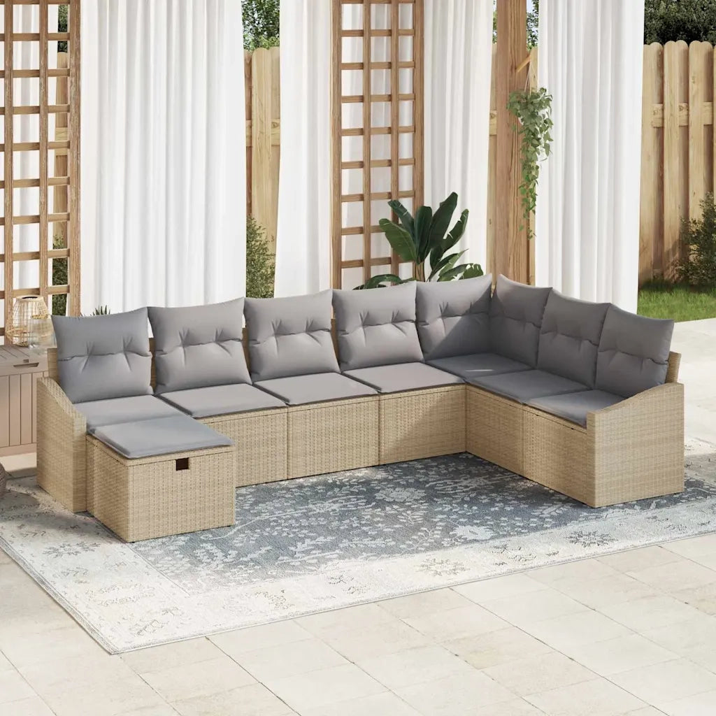Set Divano da Giardino con cuscino 8 pcs polyrattan