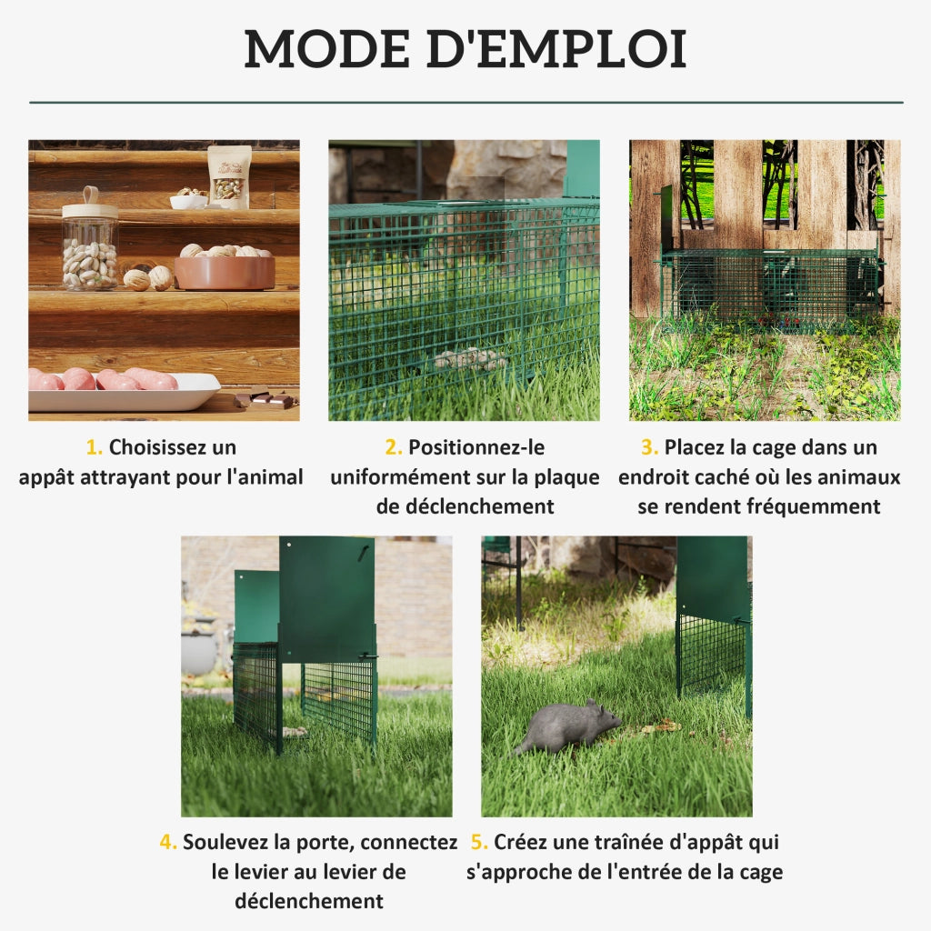 Gabbia Cattura Animali Vivi ¨C Xylo ¨C 60x18x20cm Verde Metallo 2 Entrate