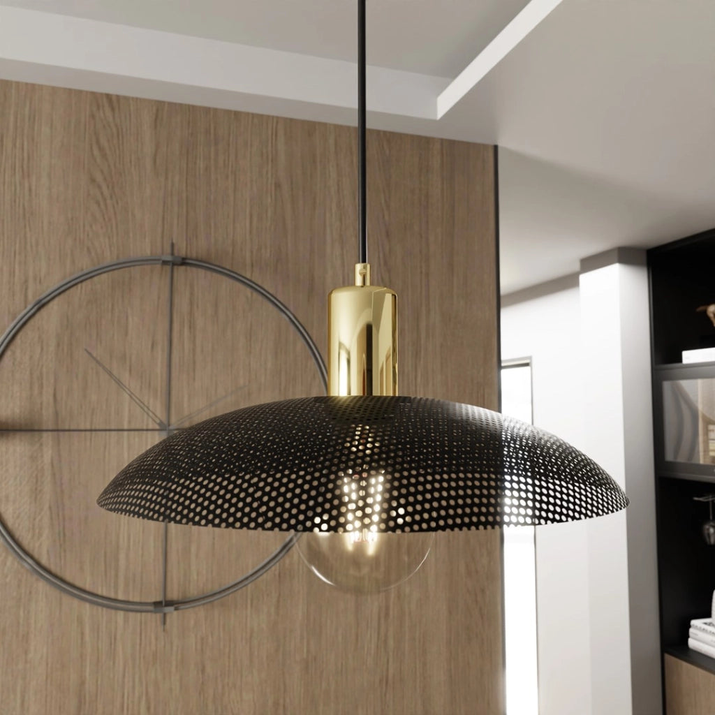 Lampada a sospensione nera oro in metallo Spirit E27 Emibig