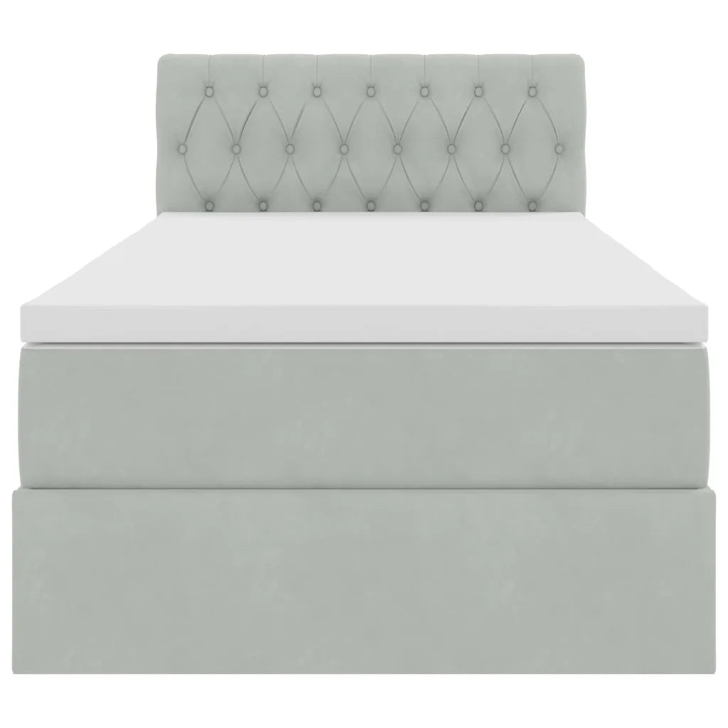 Letto con contenitore e LED Grigio chiaro 90 x 190 cm Velluto 3371421