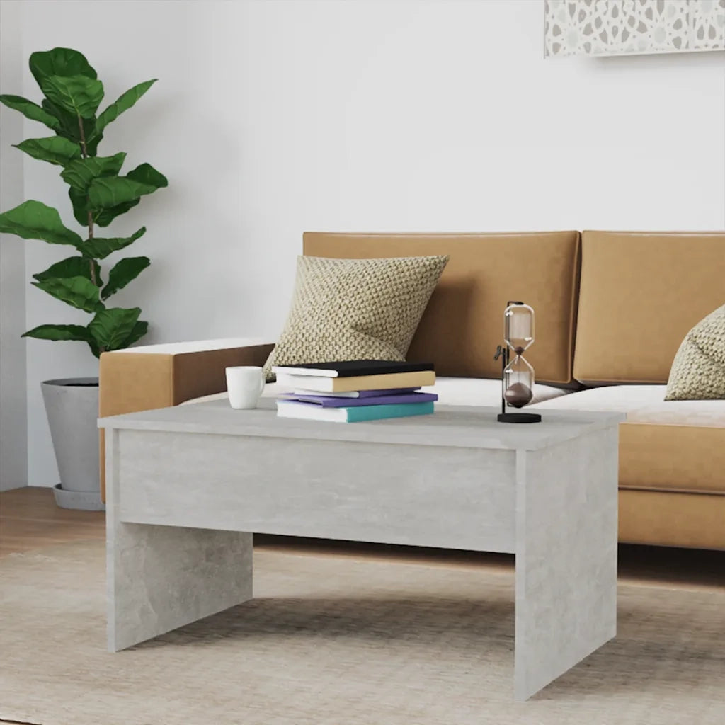 Tavolino-Tavolino da soggiorno-Tavolo Grigio Cemento 80x50,5x41,5 cm in Legno Multistrato