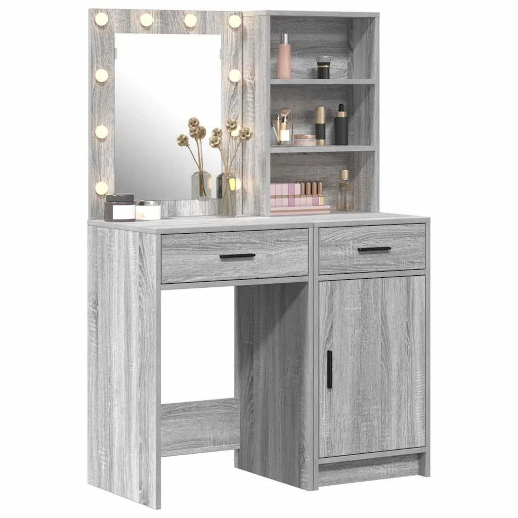 Set da tavolo da trucco con LED con porta 2 pcs Grigio Sonoma 3334277