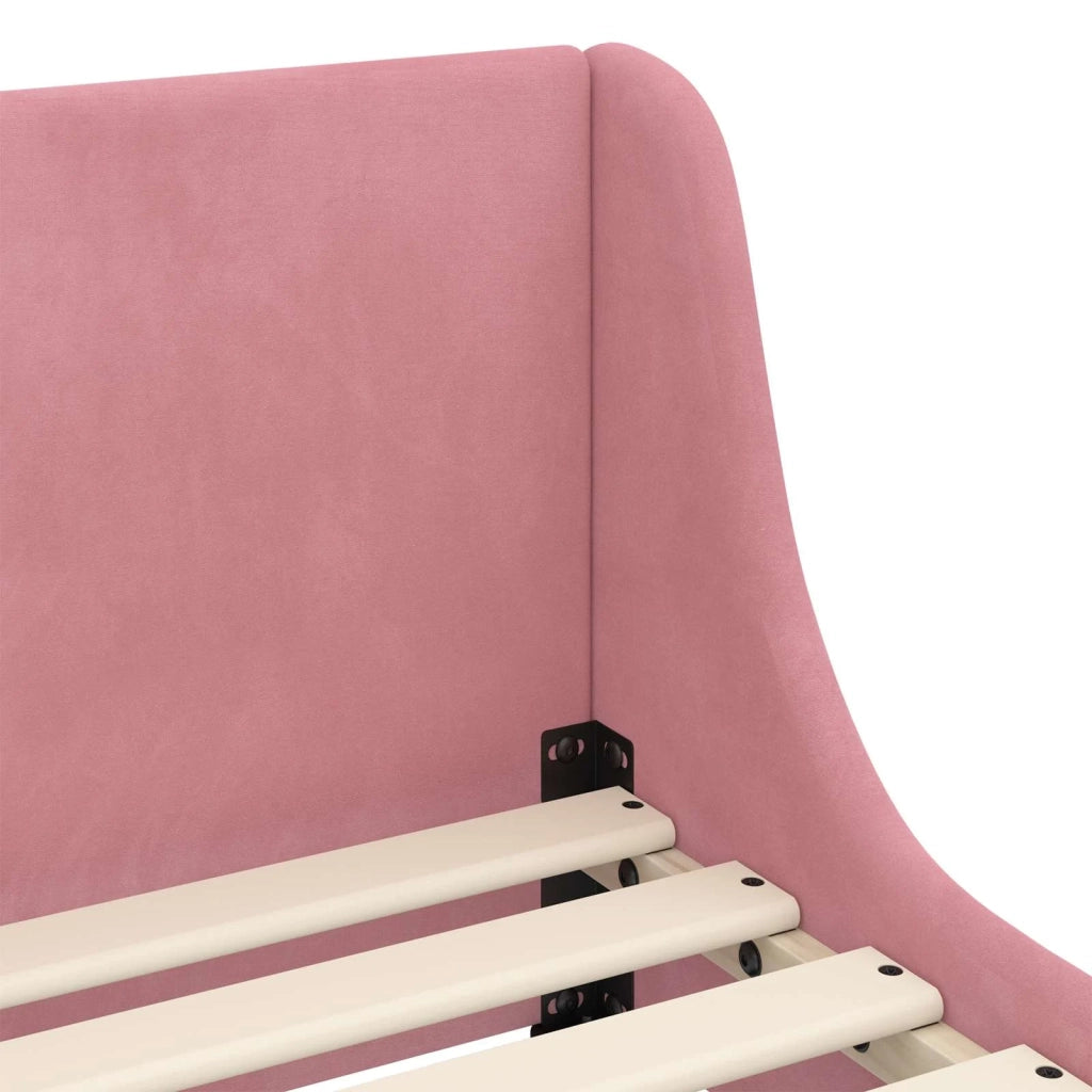 Struttura letto bambini con testata Rosa 90 x 190 cm Velluto 42010880