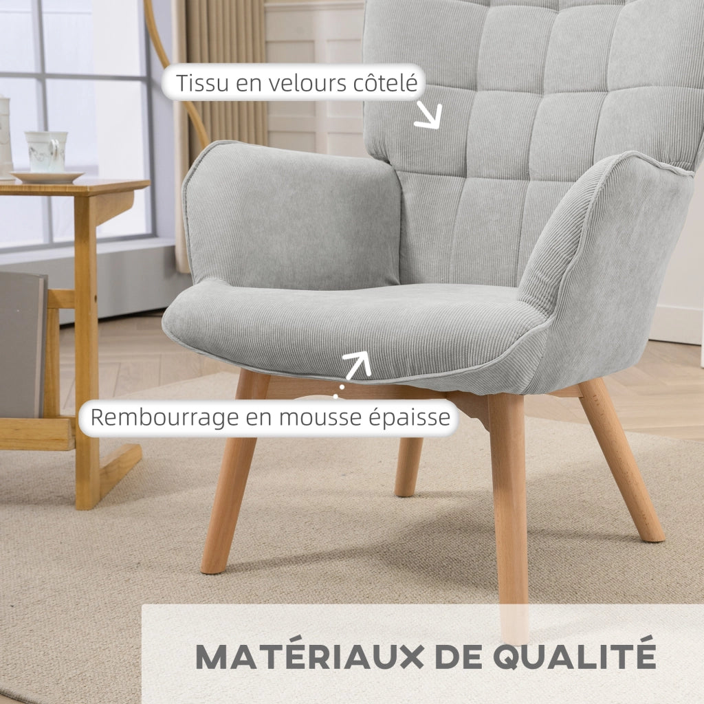 Poltrona reclinabile con poggiapiedi ¨C Minimal ¨C grigio tessuto velluto