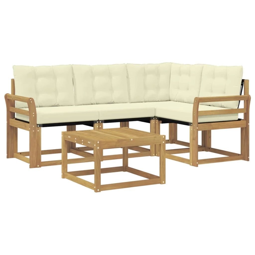 Set di divani da esterno 5 pz Bianco e Crema 3389452