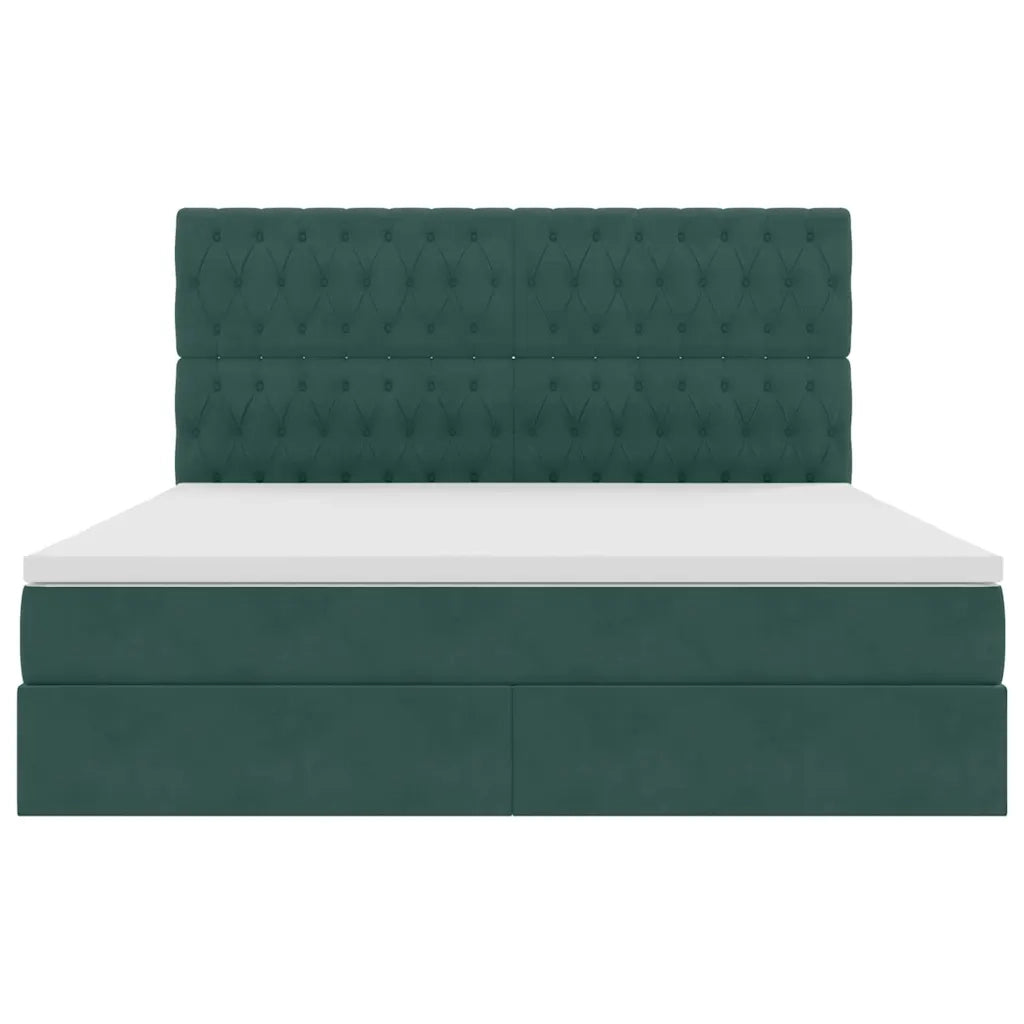 Letto con contenitore e materasso Verde Scuro 160 x 200 cm