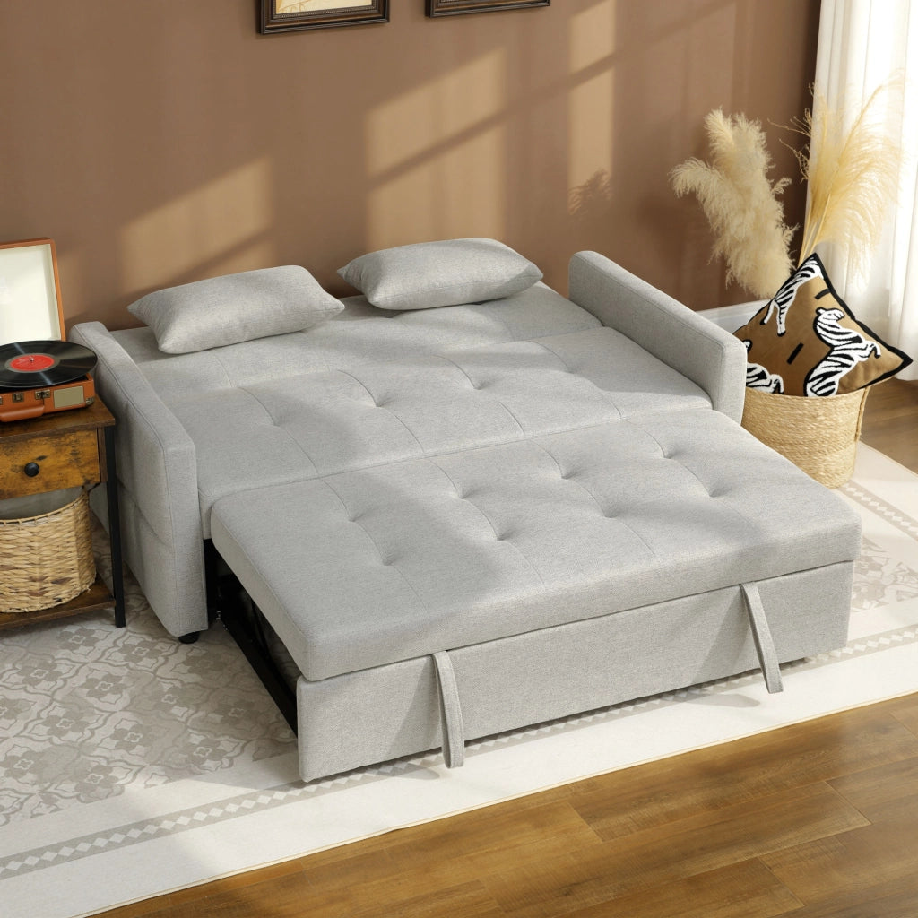 Divano letto 2 posti con letto estraibile ¨C Xylo ¨C tessuto marrone chiaro 158x85x85cm
