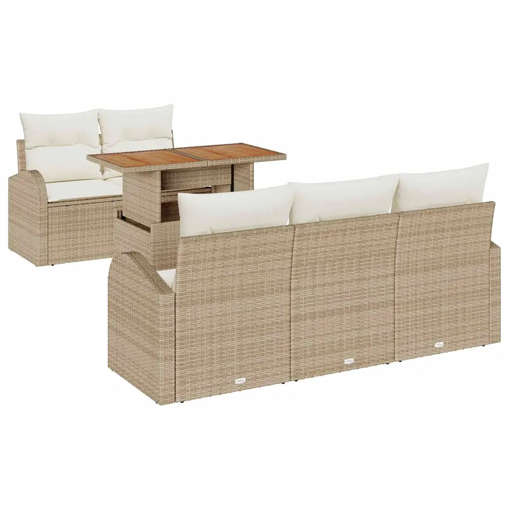 Set Divano da Giardino con cuscino 6 pcs beige e panna 3349525