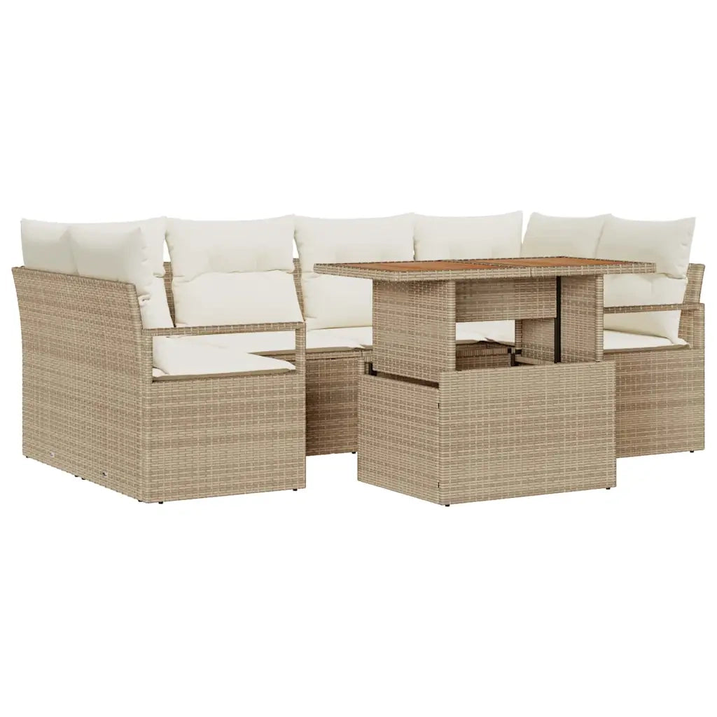 Set Divano da Giardino 7 pcs Beige Poly Rattan 3358402