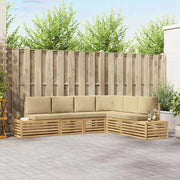Set di divani da esterno con cuscino 6 Pezzo Bianco e Beige 3392478