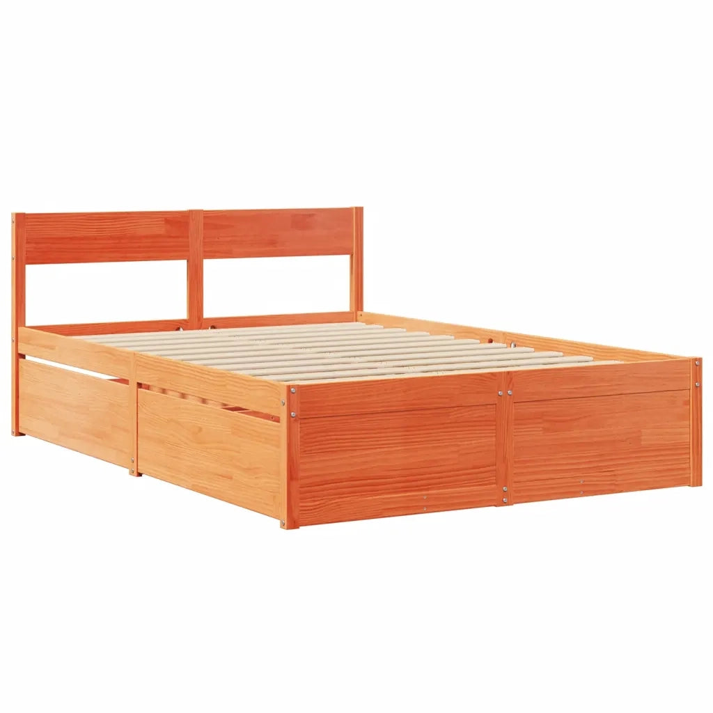 Letto senza Materasso-Struttura Letto Marrone Cera 120x200 cm in Legno di Pino 327502