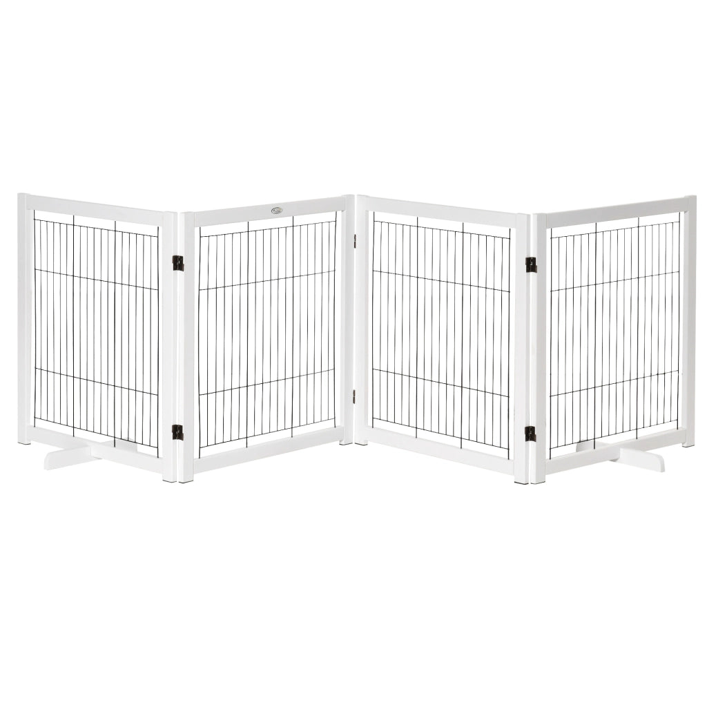 Cancello per Cani in Legno ¨C zephmum ¨C 305x82 cm Bianco