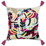 Cuscino sfoderabile in cotone multicolore 50 x 50 cm motivo animale ricamato a mano sfoderabile con imbottitura in stile boho