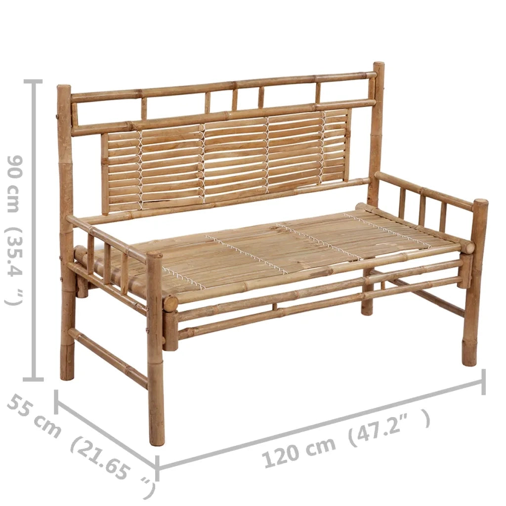Panca da Giardino con Cuscino 120 cm in Bambù 3063878