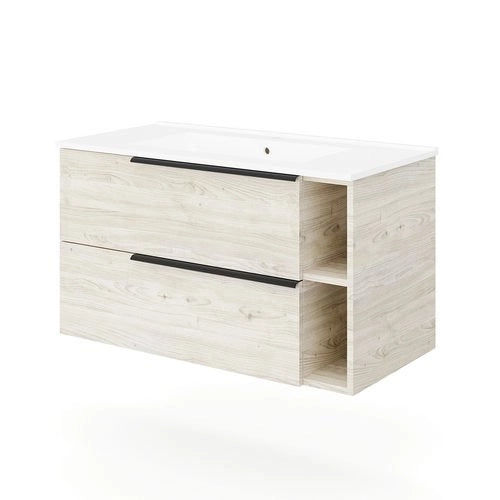 Base sospesa con cassetti cm 100 mod. LOFT - Rovere Bianco