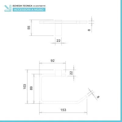 Set accessori a muro 5 pezzi in acciaio cromato e viti incluse  Unica