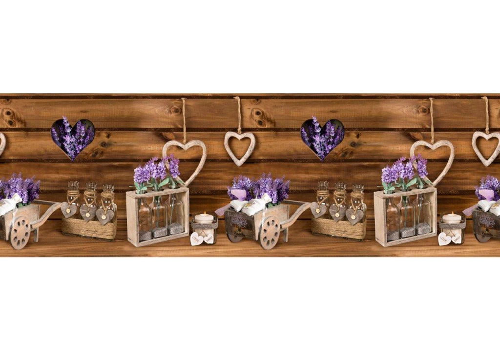 Tappeto Passatoia Cucina Antiscivolo Stampa Digitale Dis. Lavanda Cuor Carretto - 50x600 - Lavanda