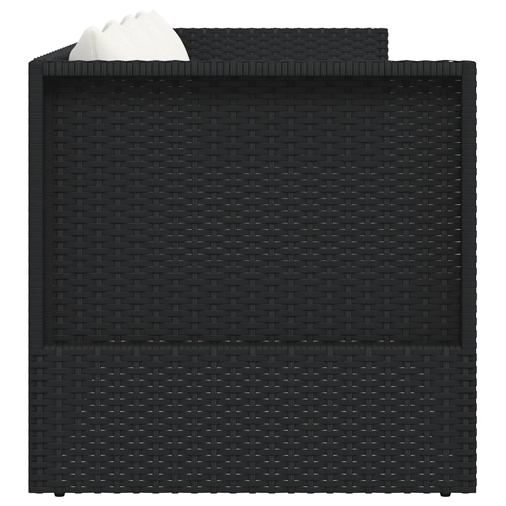 Lettino da Giardino con Cuscini in Polyrattan Nero 49391