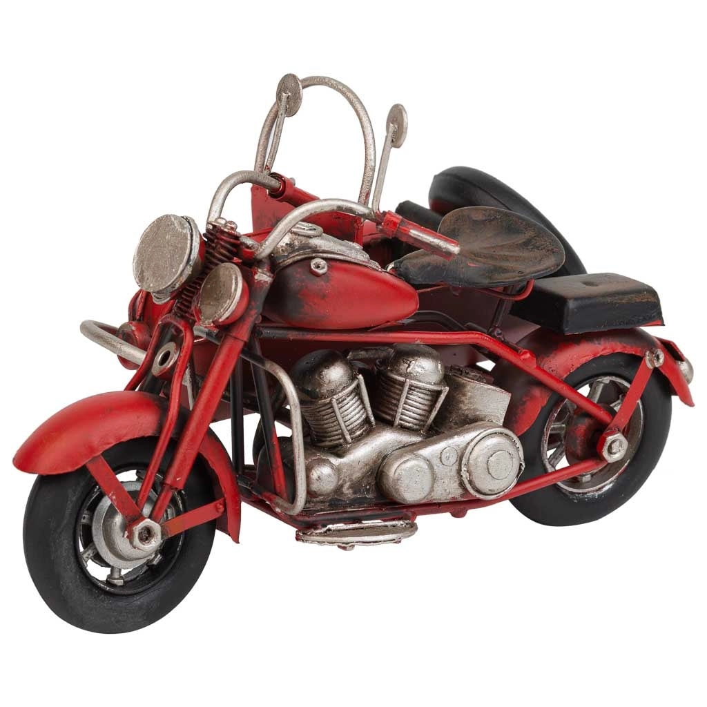 Sidecar in metallo rosso 19x13,5x11,5h