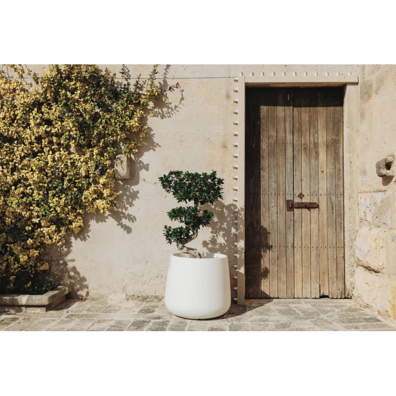 Vaso moderno di design Ø53 H55 in polimero bianco resistente per interno ed esterno - Made in Italy - Monacis
