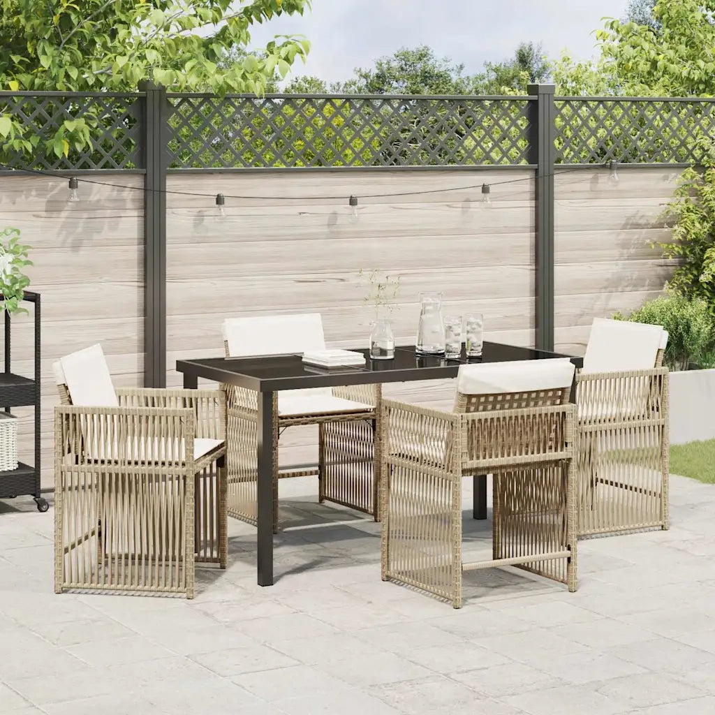 Set da Pranzo per Giardino 5 pcs Beige polyrattan