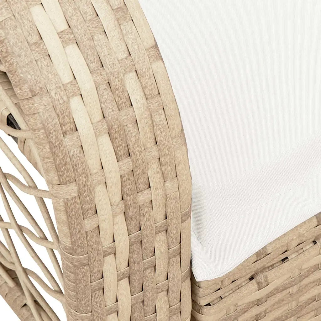 Sedia a Dondolo da Giardino con Cuscini in Polyrattan Beige 4104197
