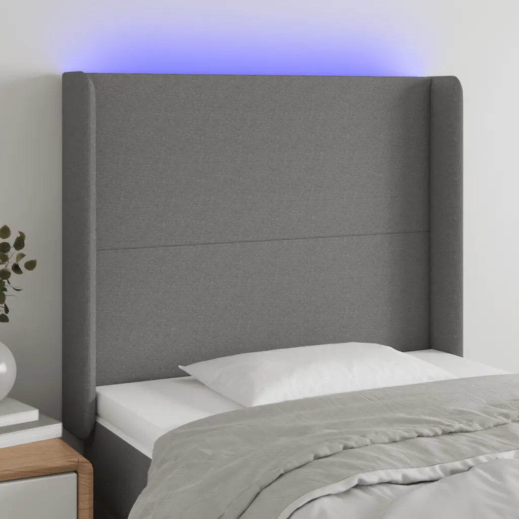 Testiera a LED Nera 103x16x118/128 cm in Tessuto 3123760