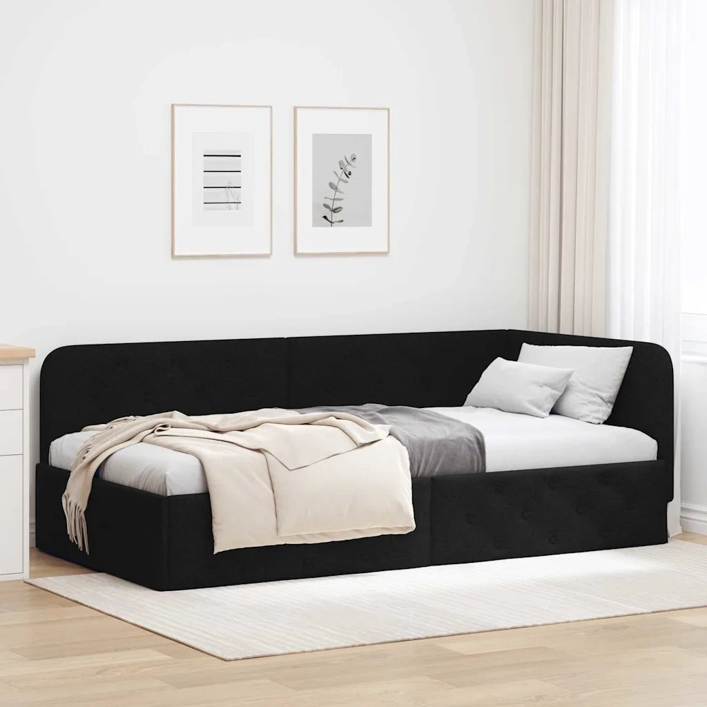 Cornice del letto ad angolo Nero 100 x 200 cm Tessuto 42016505